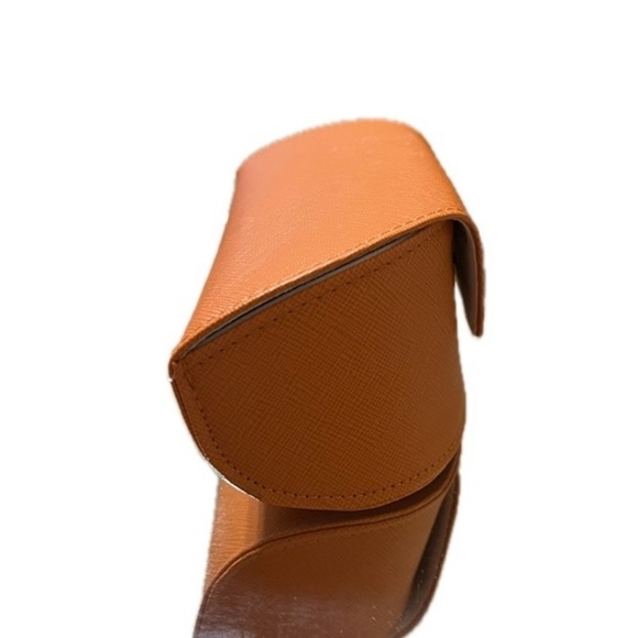 TORY BURCH Sunglasses Case, Curvy, Orange, Saffiano Leather, Suede - Picture 2 of 9